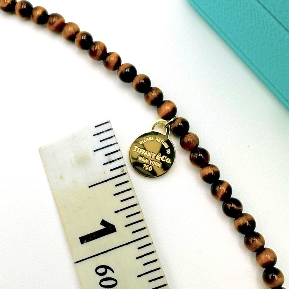 RARE Return to Tiffany & Co 18K Yellow Gold Tigers Eye Bracelet 7” Packaging - Picture 13 of 15